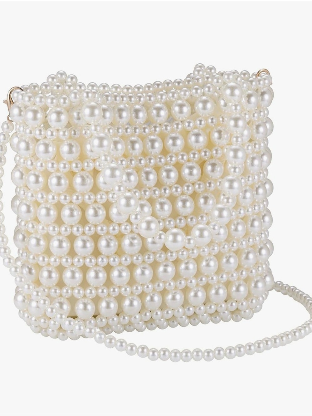 Pearl Beaded Crossbody Bag - White